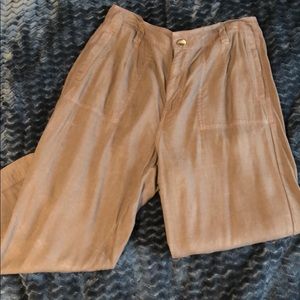 American Eagle Brown Linen Cropped Pants